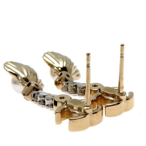 CHANEL Gold Pearl Logo Earrings - Picture 5 of 9